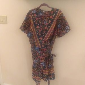 3X blue Bohemian-inspired light-weight wrap dress